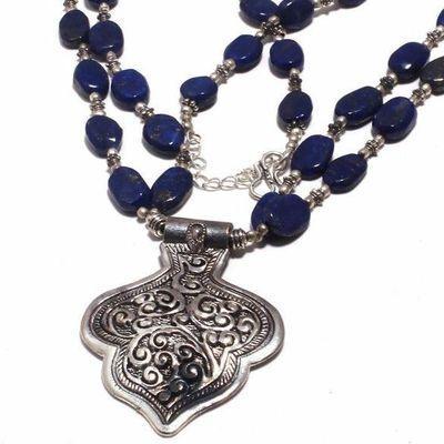 Lpc 039 collier pendentif 62gr lapis lazuli 50x60mm bijoux ethniques argent 2