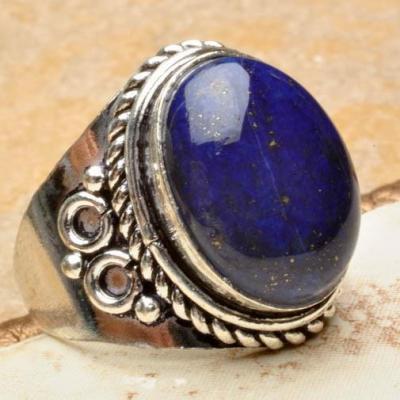 Lpc 100 bague ethnique lapis lazuli t59 12x16mm argent 1 
