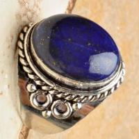 Lpc 100 bague ethnique lapis lazuli t59 12x16mm argent 3