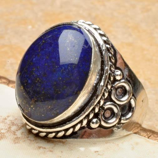 Lpc 101 bague ethnique lapis lazuli t59 12x16mm argent 1