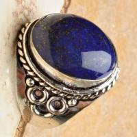 Lpc 101 bague ethnique lapis lazuli t59 12x16mm argent 3