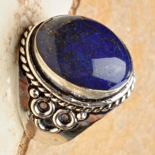 Lpc 101 bague ethnique lapis lazuli t59 12x16mm argent 3