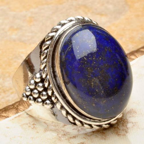 Lpc 102 bague ethnique lapis lazuli t57 12x16mm argent 2
