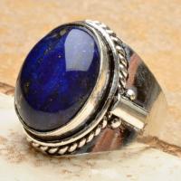 Lpc 103 bague ethnique lapis lazuli t59 12x16mm argent 1