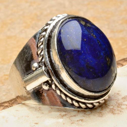 Lpc 103 bague ethnique lapis lazuli t59 12x16mm argent 2