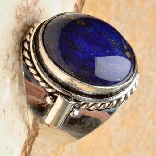 Lpc 103 bague ethnique lapis lazuli t59 12x16mm argent 3
