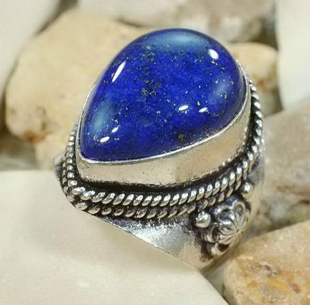 Lpc 104 bague ethnique lapis lazuli t59 15x20mm argent 1