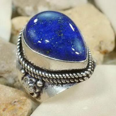 Lpc 104 bague ethnique lapis lazuli t59 15x20mm argent 1 