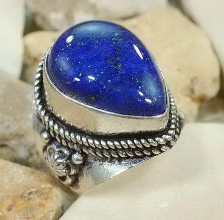 Lpc 104 bague ethnique lapis lazuli t59 15x20mm argent 2