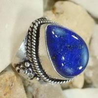 Lpc 104 bague ethnique lapis lazuli t59 15x20mm argent 3