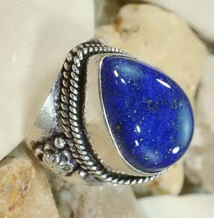 Lpc 104 bague ethnique lapis lazuli t59 15x20mm argent 3