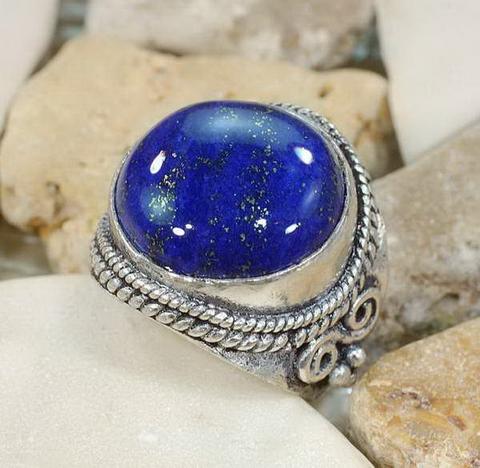 Lpc 105 bague ethnique lapis lazuli t55 16mm argent 1