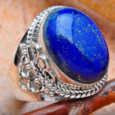 Lpc 106 bague ethnique lapis lazuli t57 14x20mm argent 1