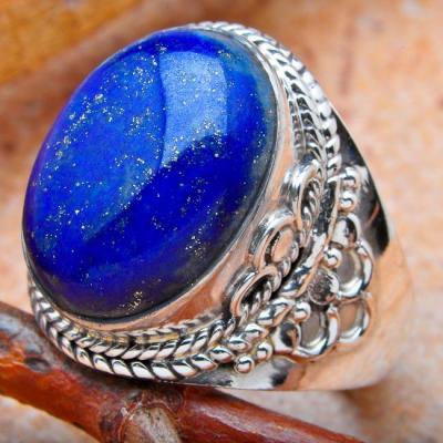 Lpc 106 bague ethnique lapis lazuli t57 14x20mm argent 1 