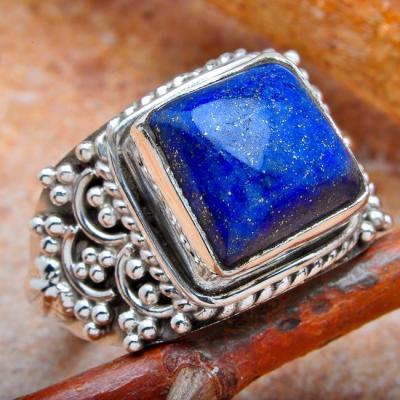 Lpc 109 bague ethnique lapis lazuli t57 15x10mm argent 1