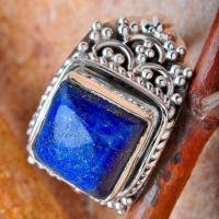 Lpc 109 bague ethnique lapis lazuli t57 15x10mm argent 3