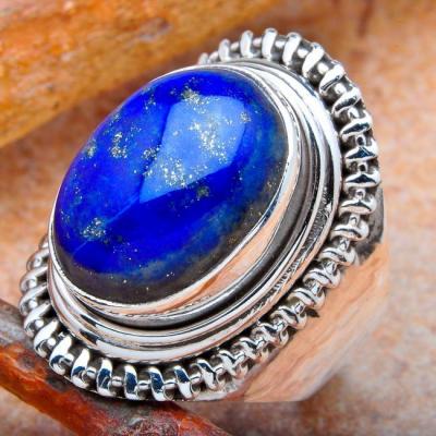 Lpc 110 bague ethnique lapis lazuli t55 15x10mm argent 1 