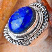 Lpc 110 bague ethnique lapis lazuli t55 15x10mm argent 3