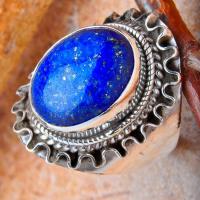 Lpc 111 bague ethnique lapis lazuli t55 15x10mm argent 3 