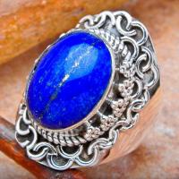 Lpc 112 bague ethnique lapis lazuli t57 16x12mm argent 2