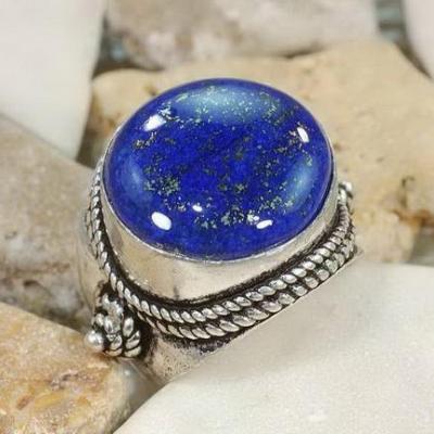Lpc 118 bague tibetaine lapis lazuli t56 15mm argent 1 