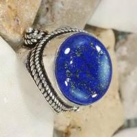 Lpc 118 bague tibetaine lapis lazuli t56 15mm argent 3 
