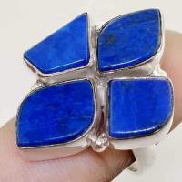 Lpc 119 bague tibetaine lapis lazuli t56 15x10mm argent 1