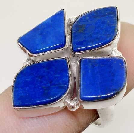 Lpc 119 bague tibetaine lapis lazuli t56 15x10mm argent 1