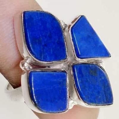 Lpc 119 bague tibetaine lapis lazuli t56 15x10mm argent 1 