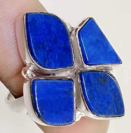Lpc 119 bague tibetaine lapis lazuli t56 15x10mm argent 2