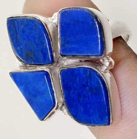 Lpc 119 bague tibetaine lapis lazuli t56 15x10mm argent 3