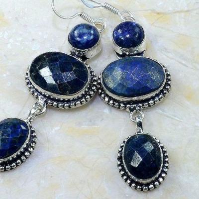 Lpc 143c boucles pendants oreilles lapis lazuli ethnique afghanistan achat vente bijou argent 925