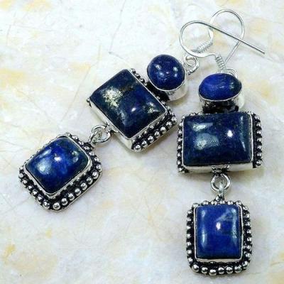 Lpc 150d boucles pendants oreilles lapis lazuli ethnique afghanistan achat vente bijou argent 926