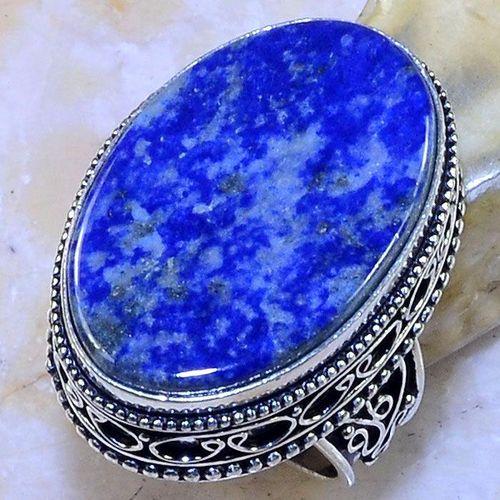 Lpc 192a bague chevaliere t55 lapis lazuli bijou ethnique afghan argent 925 achat vente
