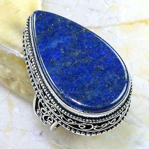Lpc 194b bague chevaliere t54 lapis lazuli bijou ethnique afghan argent 925 achat vente