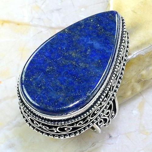 Lpc 199a bague chevaliere t60 lapis lazuli bijou ethnique afghan argent 925 3