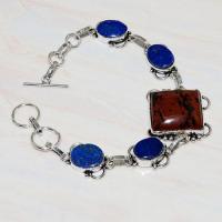 Lpc 208d bracelet lapis lazuli bleu oeil tigre bijou tibet afghanistan argent 925 achat vente