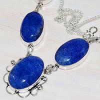 Lpc 209b collier sautoir parure lapis lazuli bijou ethnique tibet afghan argent 925 achat vente