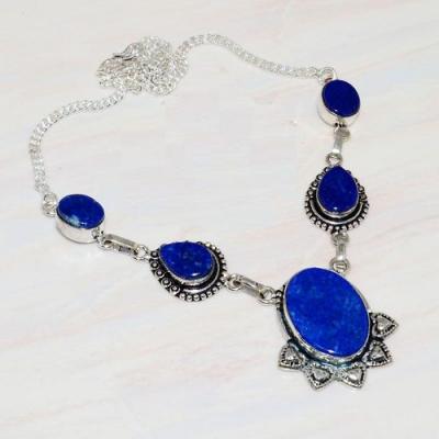 Lpc 211a collier sautoir parure lapis lazuli bijou ethnique tibet afghan argent 925 achat vente