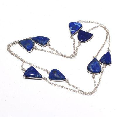 Lpc 215 collier parure sautoir pendant 18gr lapis lazuli 15x20mm bijoux ethnique 1