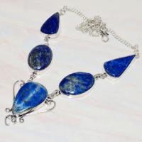 Lpc 218d collier sautoir parure 34gr lapis lazuli bijou ethnique afghan argent 925 achat vente