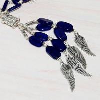 Lpc 222c collier sautoir parure 60gr lapis lazuli ailes ethnique afghan argent 925 achat vente