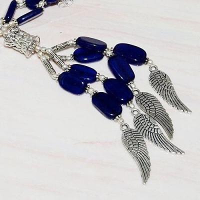 Lpc 222a collier sautoir parure 60gr lapis lazuli ailes ethnique afghan argent 925 achat vente