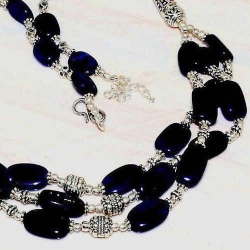 Lpc 223c collier sautoir parure 61gr lapis lazuli ethnique tibet afghan argent 925 achat vente