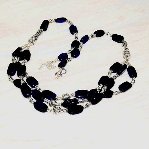 Lpc 223d collier sautoir parure 61gr lapis lazuli ethnique tibet afghan argent 925 achat vente