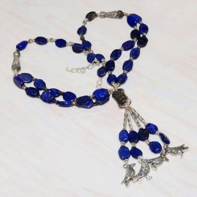 Lpc 224d collier sautoir parure 70gr lapis lazuli chouettes ethnique argent 925 achat vente