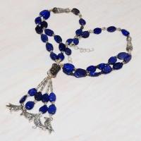 Lpc 224d collier sautoir parure 70gr lapis lazuli chouettes ethnique argent 925 achat vente