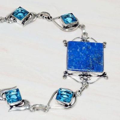 Lpc 231b bracelet lapis lazuli bleu topaze bijou ethnique afghanistan argent 925 achat vente