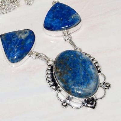 Lpc 232a collier sautoir parure lapis lazuli bijou ethnique tibet afghan argent 925 achat vente