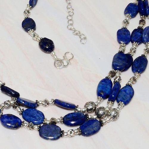 Lpc 237ct collier sautoir parure 49gr lapis lazuli ethnique tibet afghan argent 925 achat vente